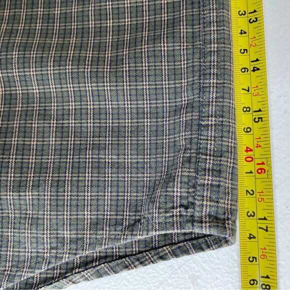 LL Bean Plaid Check Button Down Green Tan Blue Long Sleeve Shirt Men Medium - Picture 11 of 13